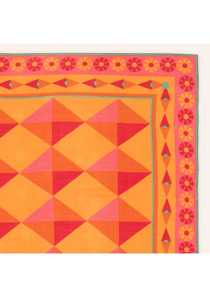 Pera Dijital Baskılı Yün %100 Yün Fular 90x90 Cm Renkli