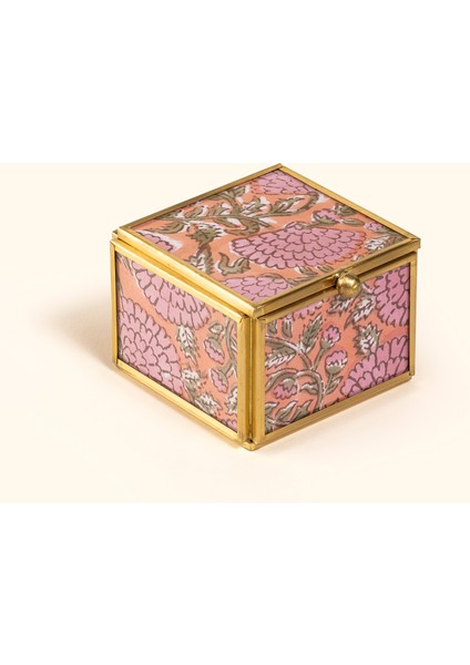 Fagu Cam Dekoratif Kutu 8X8X6 cm Pembe