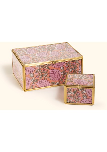 Fagu Cam Dekoratif Kutu 8X8X6 cm Pembe