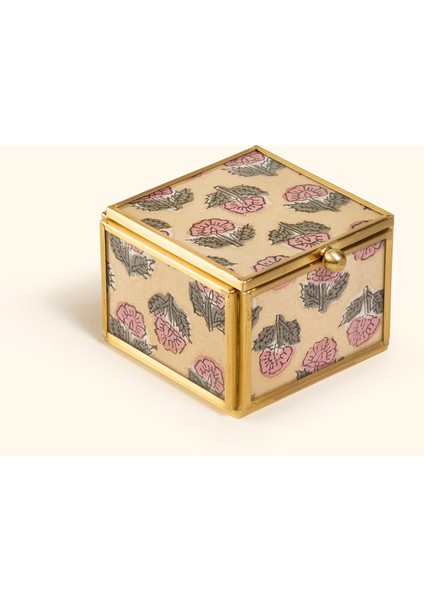 Fagu Cam Dekoratif Kutu 8x8x6 Cm Pembe - Yeşil