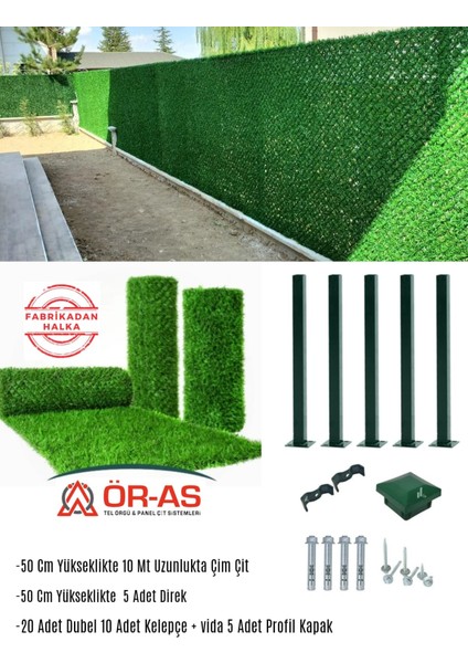 Çim Çit 50 cm + 5 Direk Avantaj Paketi 10 Metre