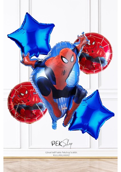 Örümcek Adam Balon Seti Doğum Günü Balon Süsleme Seti 5 Li Set