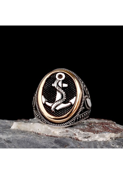 925 Ayar Gümüş Deniz Çapası Motifli Model Erkek Yüzük modelleri