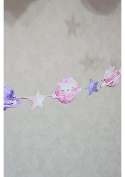 Pembe Uzay Gezegenler Banner Kız Uzay Tema Doğum Günü Süsleri Ipe Dizili Kartlar Duvar Süsü fiyatları