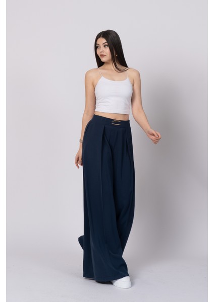 Trend Model Pile Detay Yüksek Bel Cepli Bol Paça Pantolon 30221 modelleri