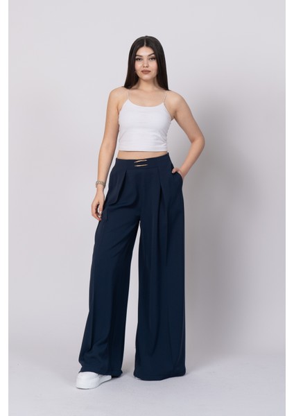 Trend Model Pile Detay Yüksek Bel Cepli Bol Paça Pantolon 30221 fırsatları