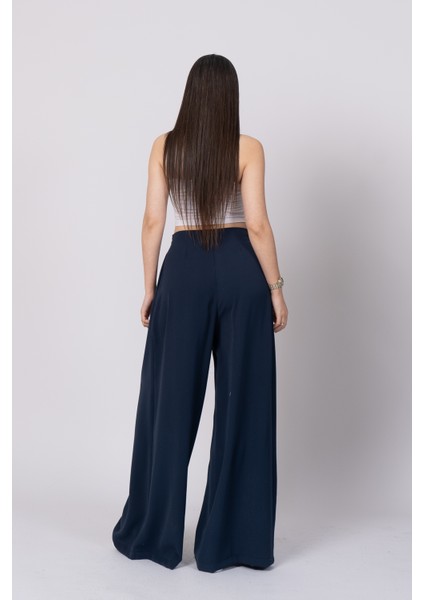 Trend Model Pile Detay Yüksek Bel Cepli Bol Paça Pantolon 30221 indirimleri