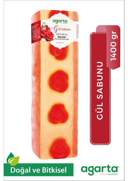 Doğal 1400 Gr El Yapımı Gül Sabun Blok