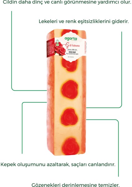 Doğal 1400 Gr El Yapımı Gül Sabun Blok