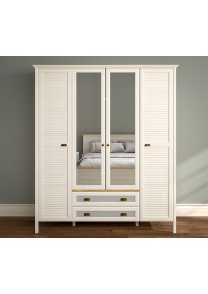Atlantis 4 Kapılı Gardrop - Çekmeceli