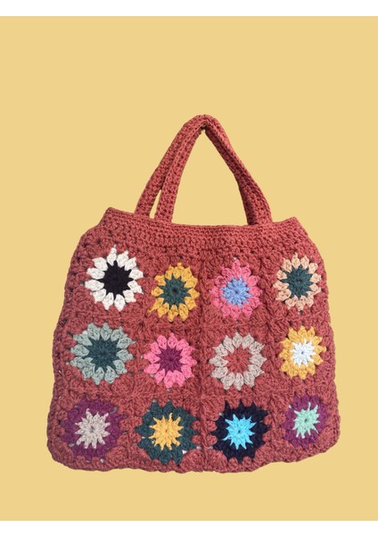 Bordo Motif Desenli El Çantası El Işi Örgü Çanta modelleri