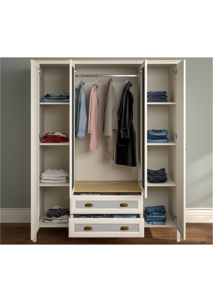 Atlantis 4 Kapılı Gardrop - Raflı modelleri