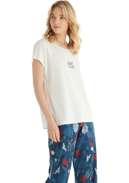 Kadın Pijama Takımı 51850 - Krem fırsatları