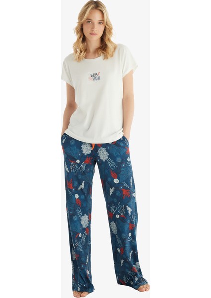 Kadın Pijama Takımı 51850 - Krem