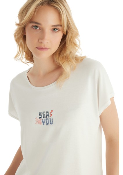 Kadın Pijama Takımı 51850 - Krem modelleri