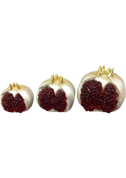 3'lü Mor Renk Polyester Nar Biblo Seti ( Büyük 10CM, Orta 8cm, Küçük 6cm) Meyve Gerçekçi Obje modelleri