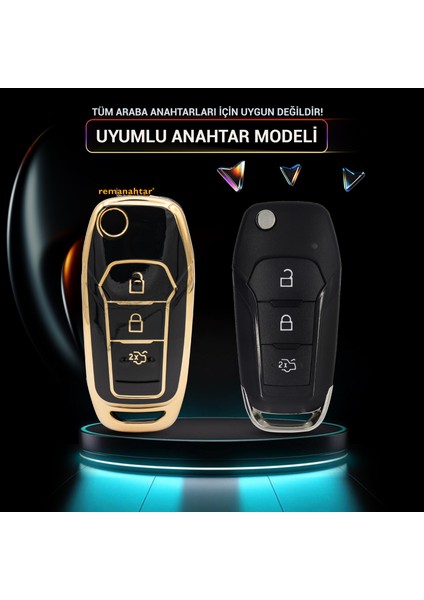 Fiesta Transit Focus 3 Buton Smart Nano Anahtar Kılıfı - Siyah