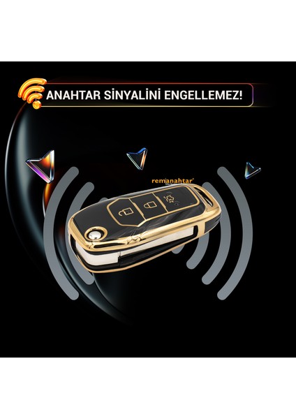 Fiesta Transit Focus 3 Buton Smart Nano Anahtar Kılıfı - Siyah