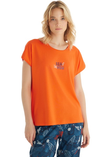 Kadın Pijama Takımı 51849 - Turuncu modelleri