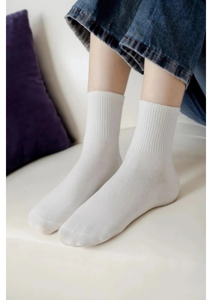 12 Çift Düz Beyaz Renk Unisex Tenis Çorap