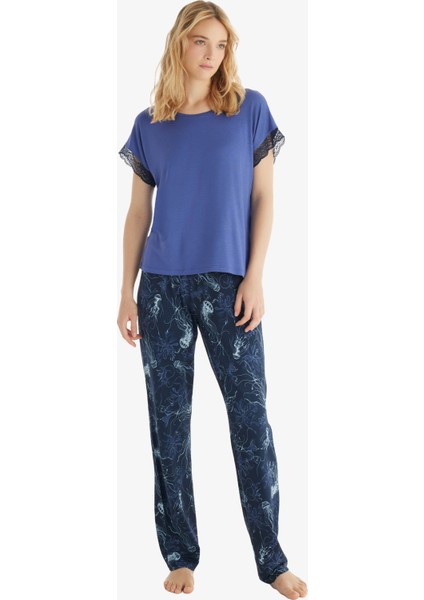 Kadın Pijama Takımı 60538 - Mavi