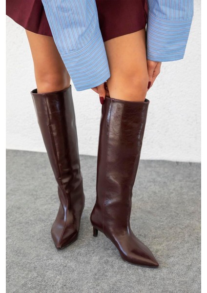 Jade Pino Ökçe Kroko Deri Rugan Kadın Çizme Bordo fiyatları