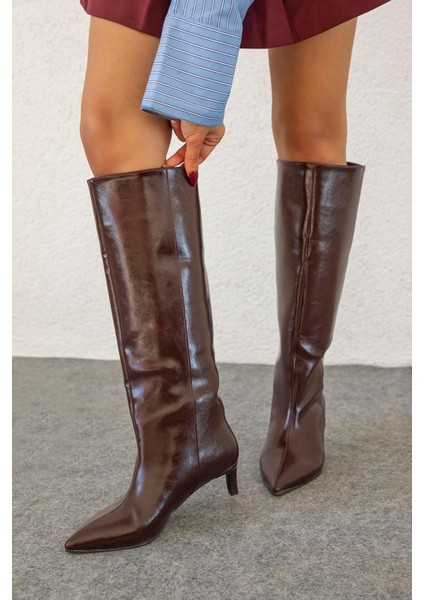Jade Pino Ökçe Kroko Deri Rugan Kadın Çizme Bordo modelleri