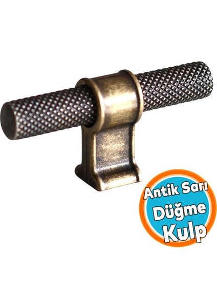 Metal Düğme Tek Vidalı Mobilya Mutfak Çekmece Dolap Kulbu Kulpları Eskitme Antik Sarı