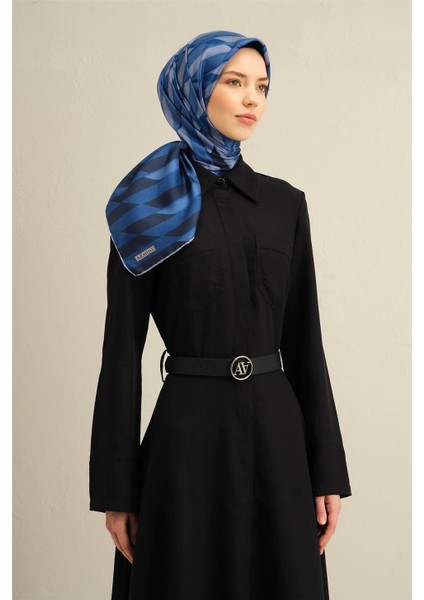 Geometrik Desenli Saf İpek Twill Eşarp 9331 85