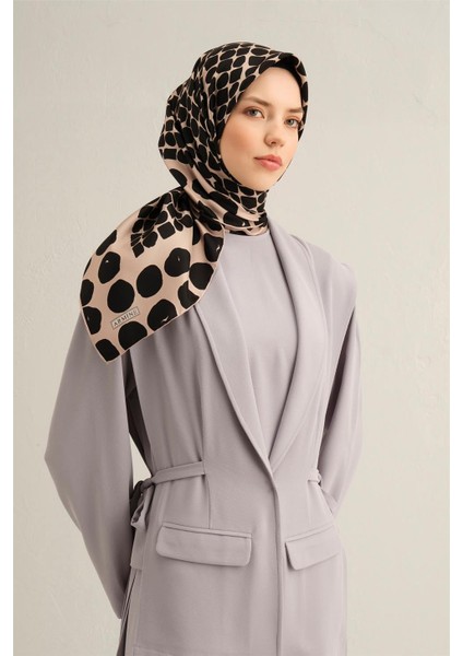 Geometrik Desenli Saf İpek Twill Eşarp 9354 86
