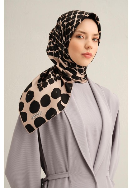 Geometrik Desenli Saf İpek Twill Eşarp 9354 86