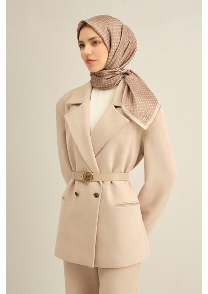 Soyut Desenli Saf İpek Twill Eşarp 9350 12