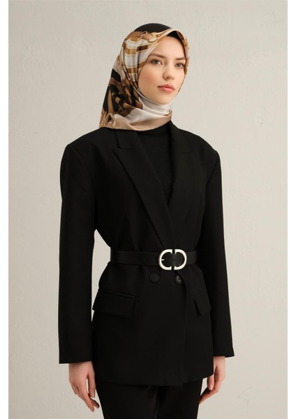 Leopar Desenli Saf İpek Twill Eşarp 9320 03