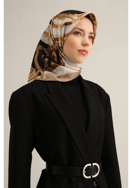 Leopar Desenli Saf İpek Twill Eşarp 9320 03