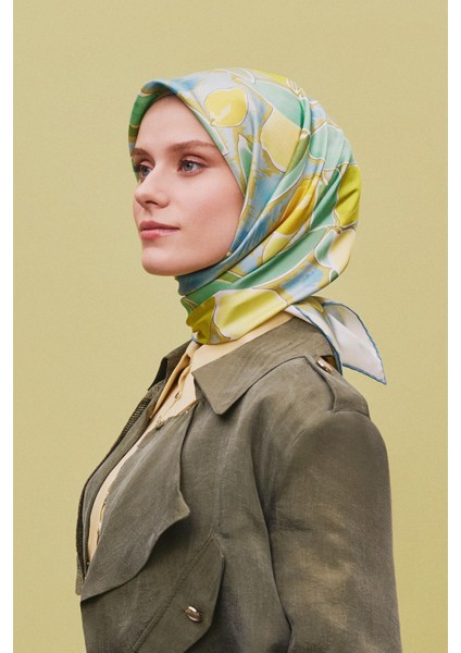 Klasik Desenli Saf İpek Twill Eşarp 9319 04