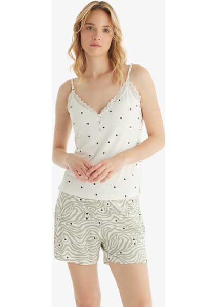 Kadın Pijama Takımı 51858 - Puantiye Baskılı