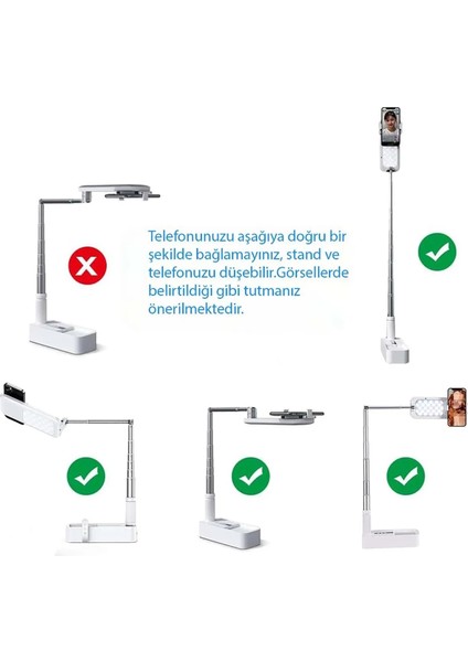 Çok Fonksiyonlu LED Işıklı 360 Derece Kumandalı Canlı Yayın Braketi Selfie Telefon Standı fırsatları