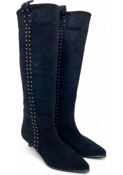 Sivri Burun Trok Detaylı Siyah Kadın Çizme - Midnight Edge fiyatları