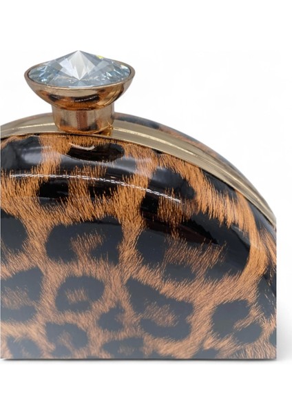 Leopar Desenli Taş Detaylı Kadın Clutch - Fierce Jewel fiyatları