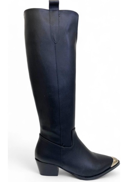 Gümüş Detaylı Sivri Burun Kırmızı Astarlı Kadın Çizme - Scarlet Edge