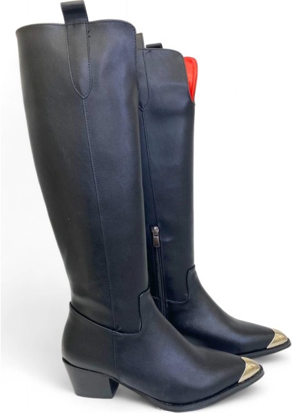 Gümüş Detaylı Sivri Burun Kırmızı Astarlı Kadın Çizme - Scarlet Edge fiyatları