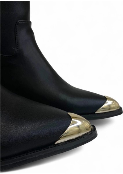 Gümüş Detaylı Sivri Burun Kırmızı Astarlı Kadın Çizme - Scarlet Edge modelleri