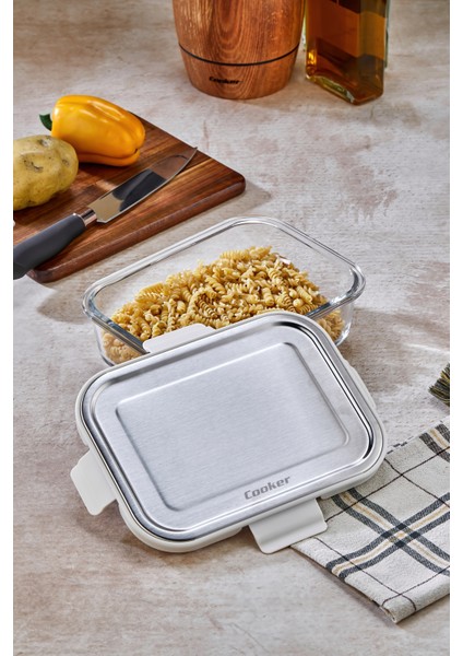 1500 ml Cam Saklama Kabı – Paslanmaz Çelik Kapaklı, Büyük Boy, Gıda Saklama Kabı fiyatları