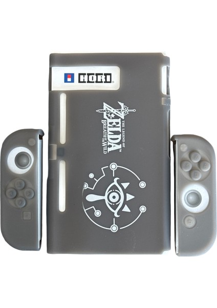 Switch Silikon Kılıf Joy-Con Koruyucu Kılıf Zelda Desenli Gri