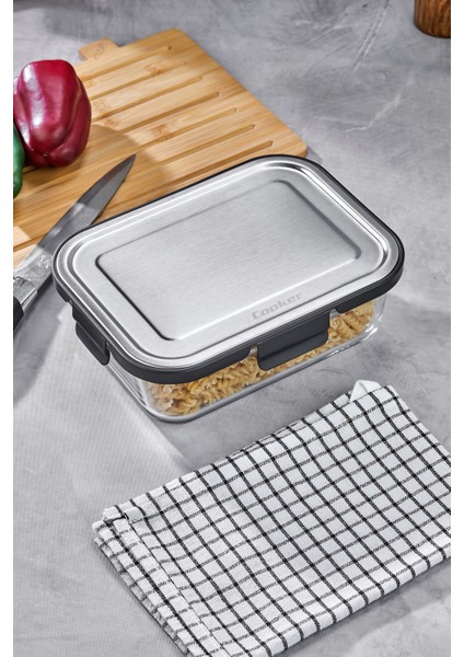 1500 ml Cam Saklama Kabı – Paslanmaz Çelik Kapaklı, Büyük Boy, Gıda Saklama Kabı fiyatları