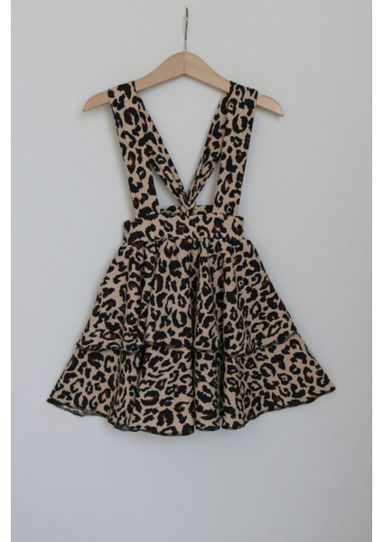 Kız Çocuk Helen Leopar Askılı Kat Kat Bağlama Jile Elbise fiyatları