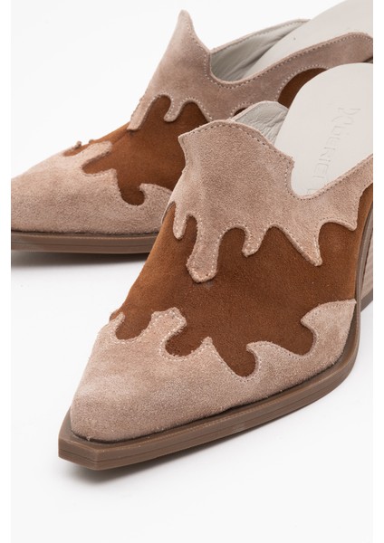 Kadın Sivri Burun Topuklu Western Terlik Zy 8218 Vizon modelleri