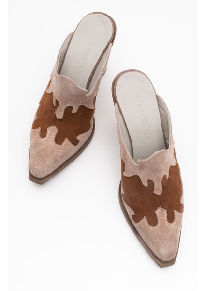 Kadın Sivri Burun Topuklu Western Terlik Zy 8218 Vizon indirimleri