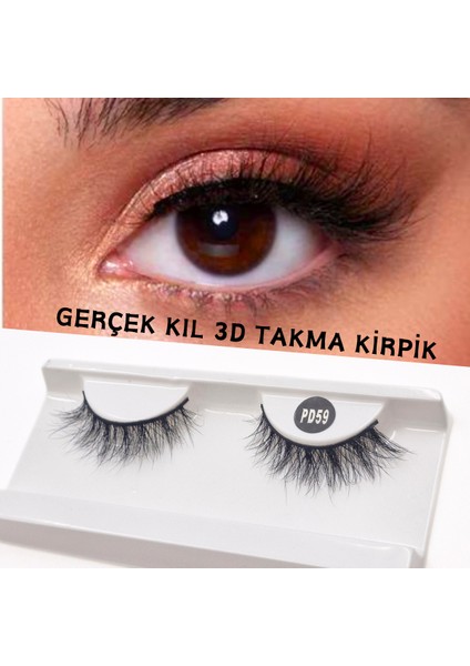 Doğal Görünümlü Gerçek Kıl Tam Boy Ipek Takma Kirpik (1 Çift) - Mink Eyelash No: Pd-59