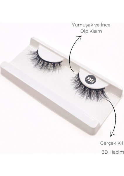 Doğal Görünümlü Gerçek Kıl Tam Boy Ipek Takma Kirpik (1 Çift) - Mink Eyelash No: Pd-59